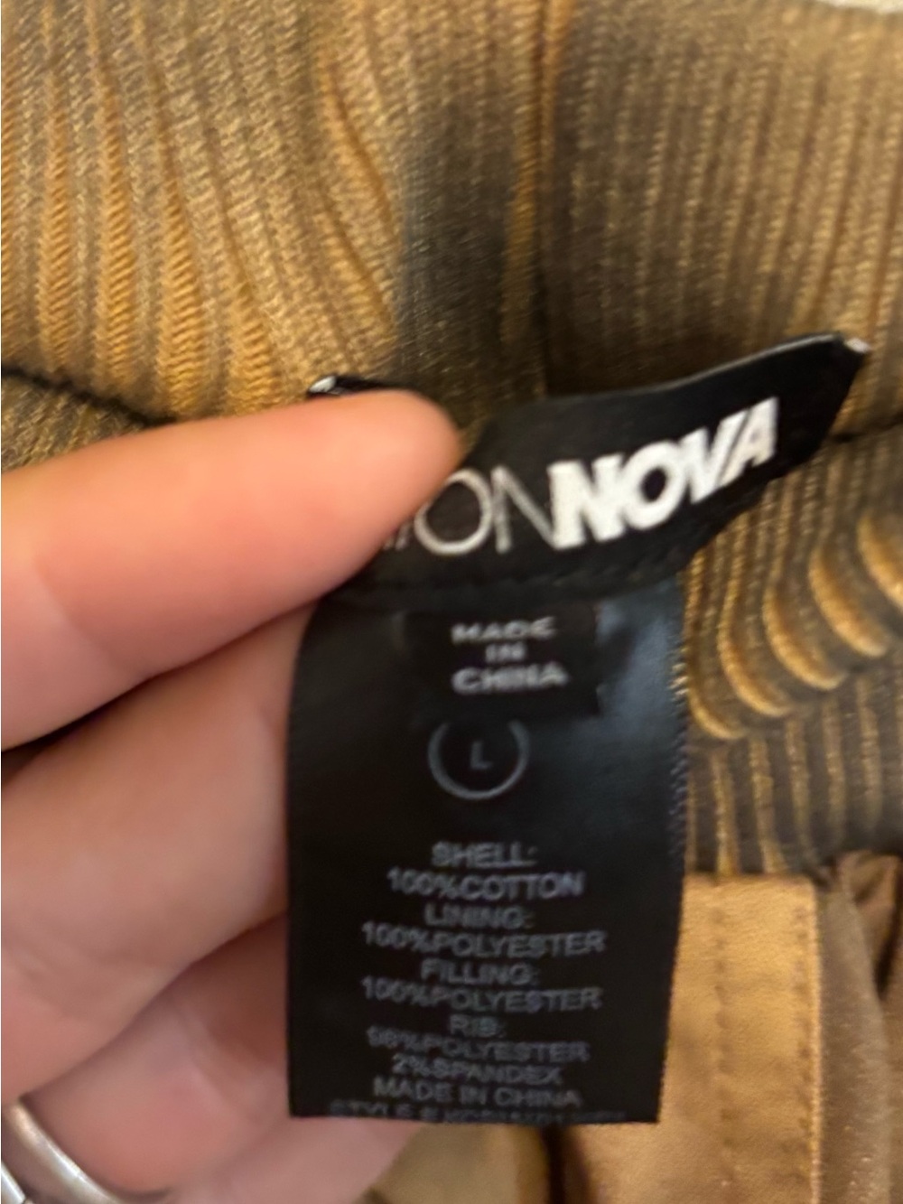 Fashion Nova | Brown Graphic Puffer Jacket and Skirt Set | Size Large - Picture 5 of 7
